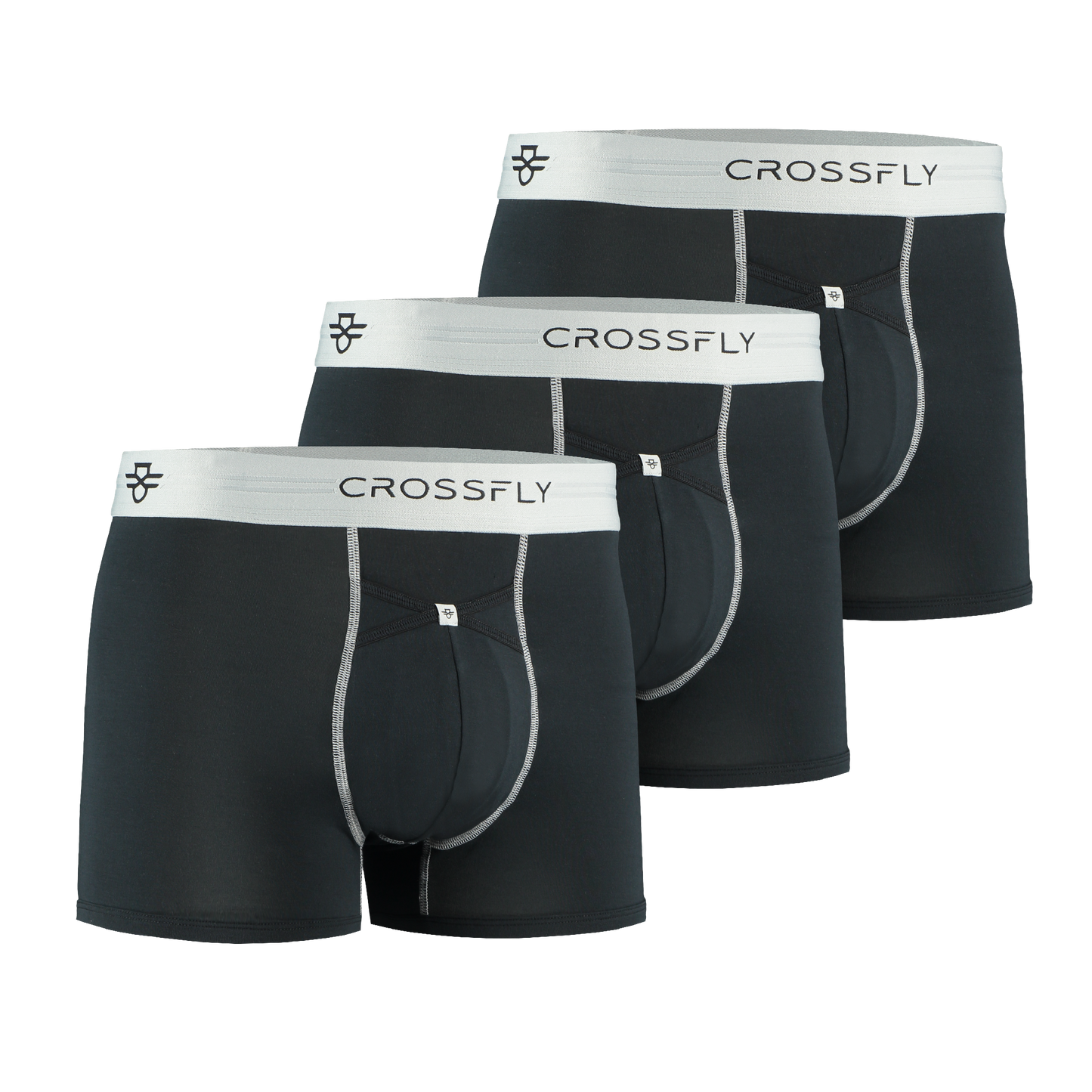 3-Pack: IKON X Men's 3" Trunks - Black/Silver Crossfly