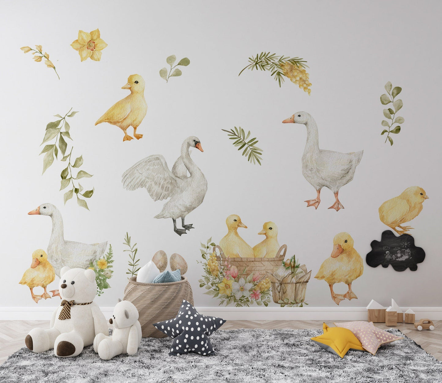 Goose Wall Decals | Watercolor Geese Wall Stickers | Farm Animals Decals | Kids Room Decor ClickWalls