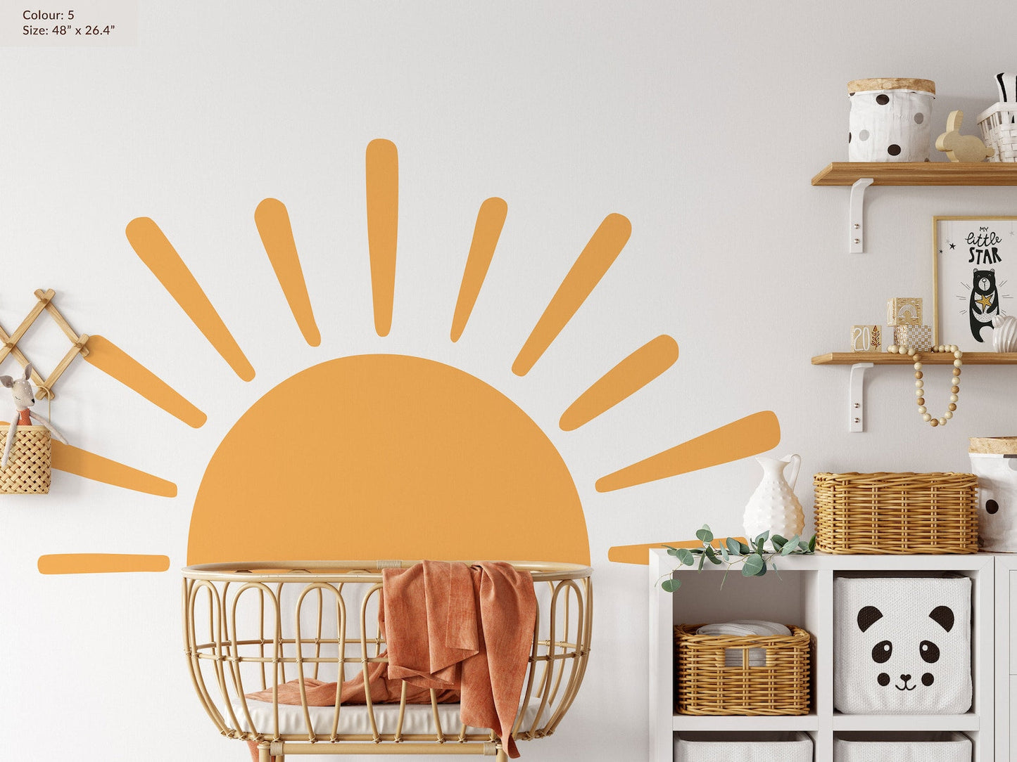 Large Half Sun Wall Decal - Nursery Decor | Kids Room Wall Art | Removable Sunburst Wall Stickers ClickWalls