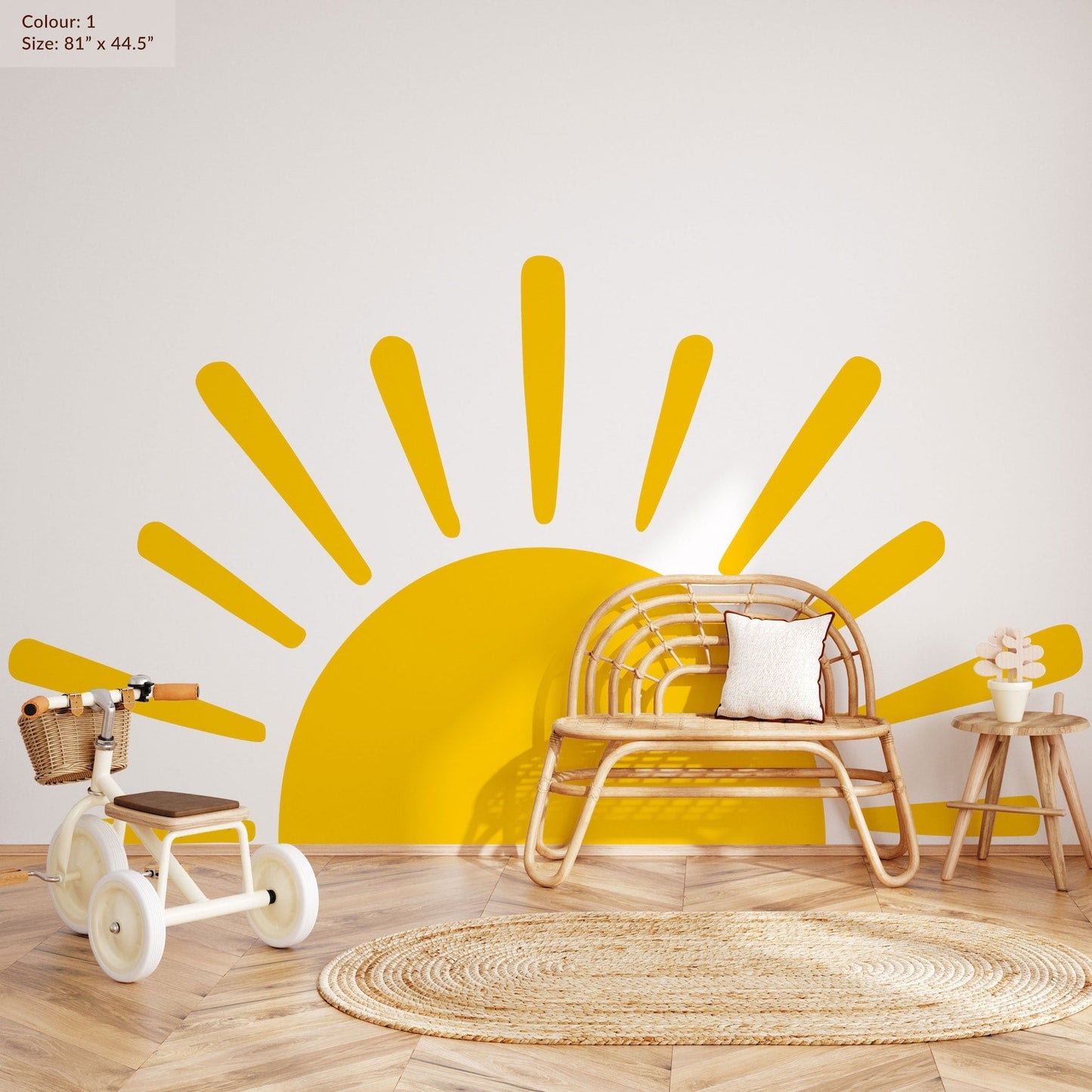 Large Half Sun Wall Decal - Nursery Decor | Kids Room Wall Art | Removable Sunburst Wall Stickers ClickWalls