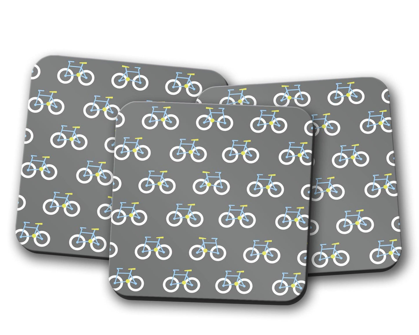 Grey Coaster with a Bicycle Design, Table Decor Drinks Mat Shadow bright