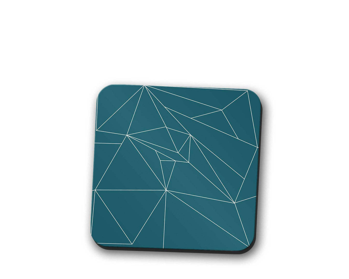 Teal Coasters with a White Line Geometric Design, Table Decor Drinks Mat Shadow bright