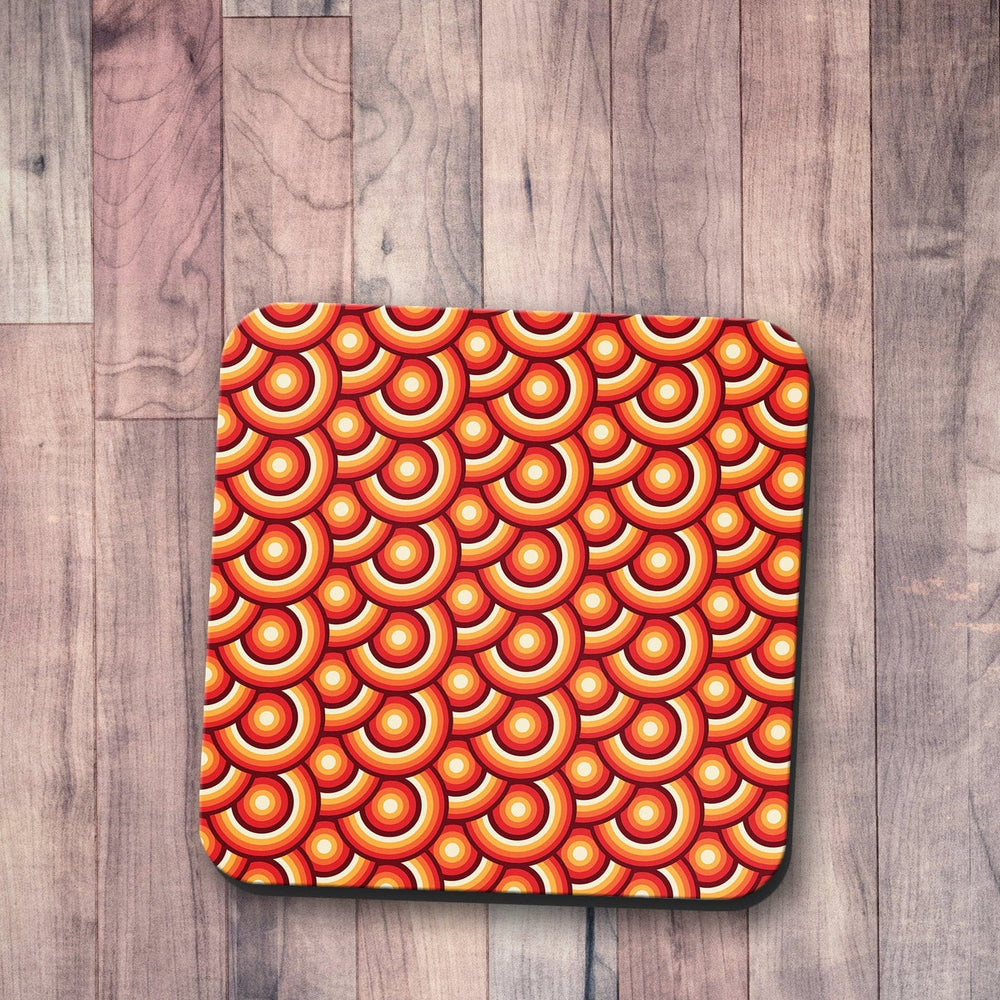 Orange Retro 70's Design Coasters, Table Decor Drinks Mat Shadow bright
