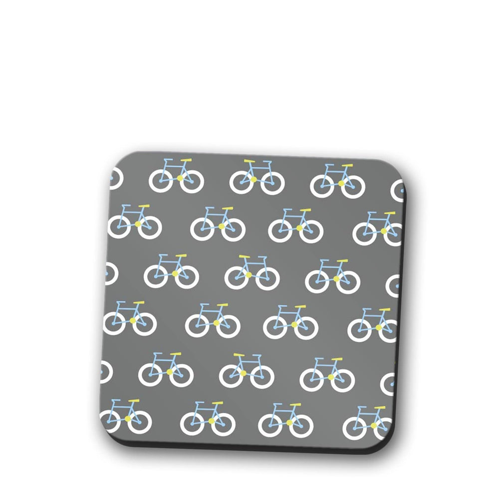 Grey Coaster with a Bicycle Design, Table Decor Drinks Mat Shadow bright