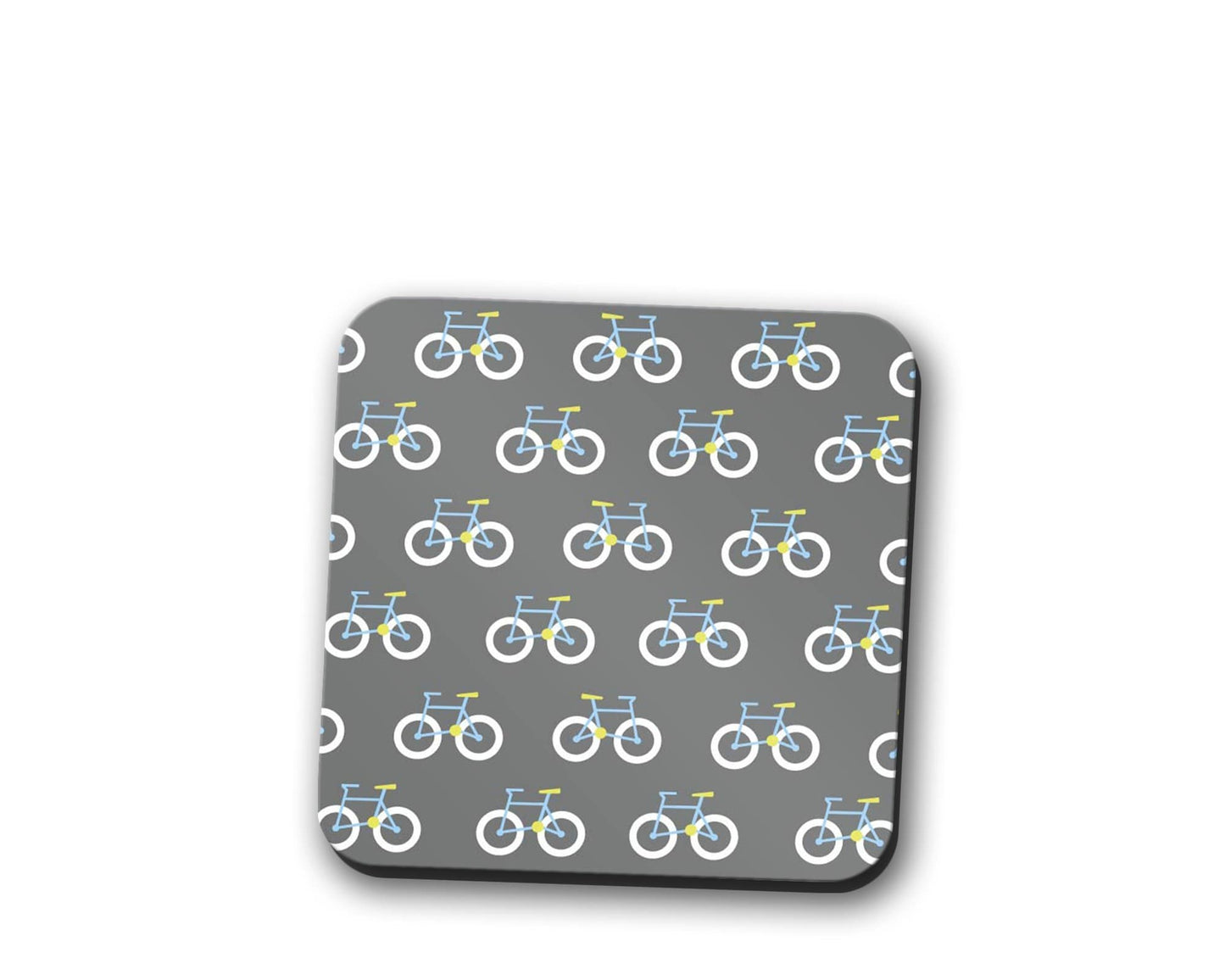 Grey Coaster with a Bicycle Design, Table Decor Drinks Mat Shadow bright