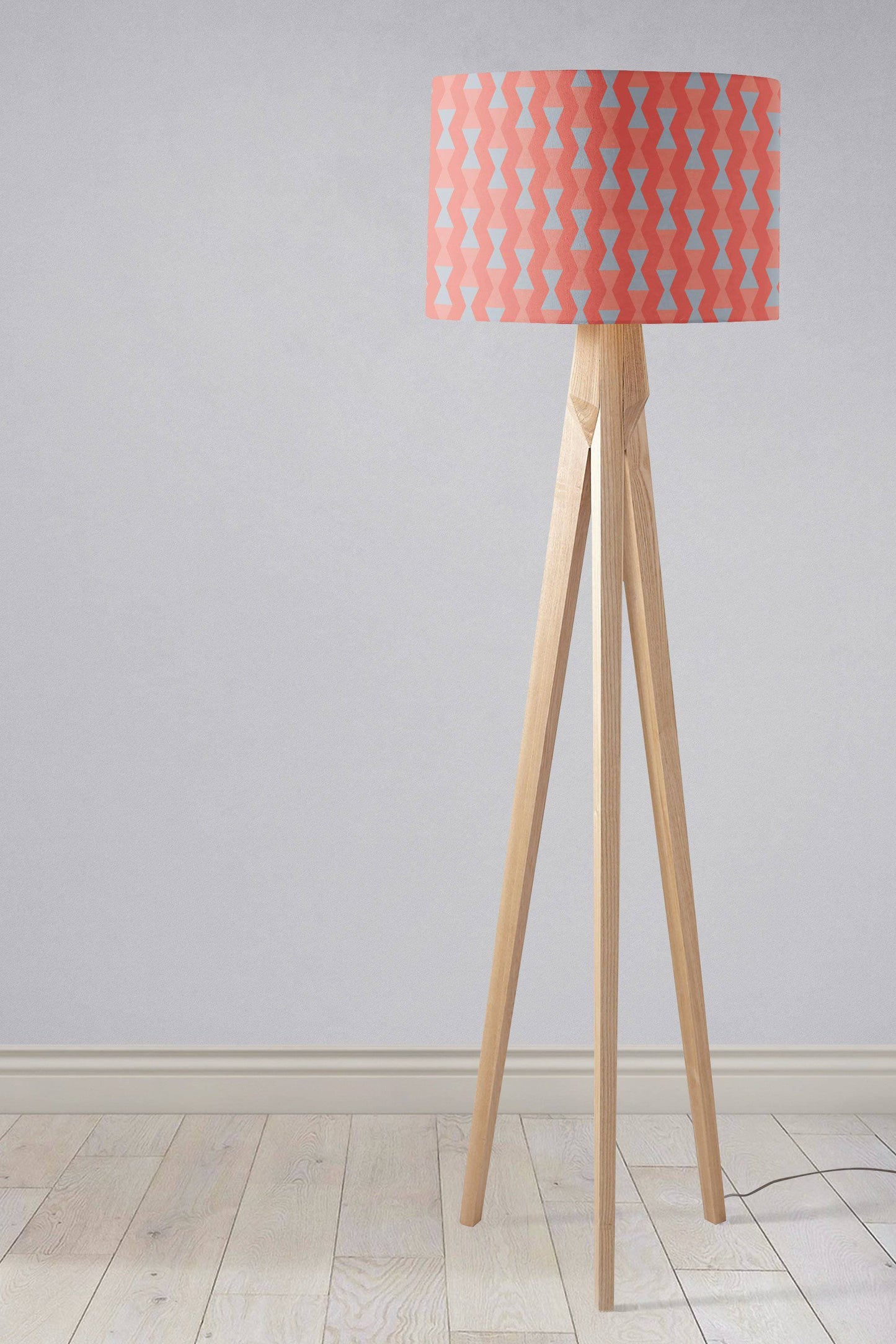 Coral and Grey Mid century Modern Retro Lampshade Shadow bright