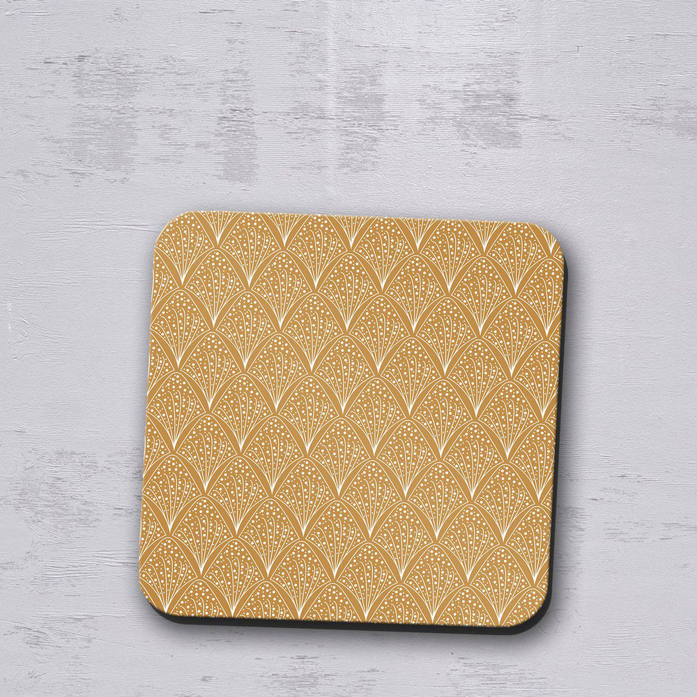 Gold and White Contemporary Design Coasters, Table Decor Drinks Mat Shadow bright