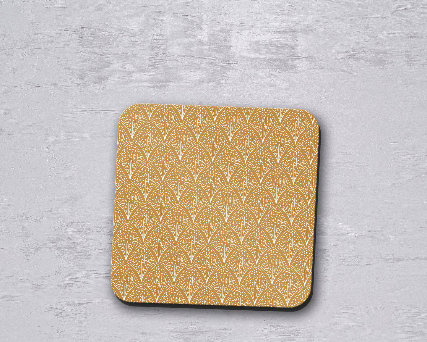 Gold and White Contemporary Design Coasters, Table Decor Drinks Mat Shadow bright