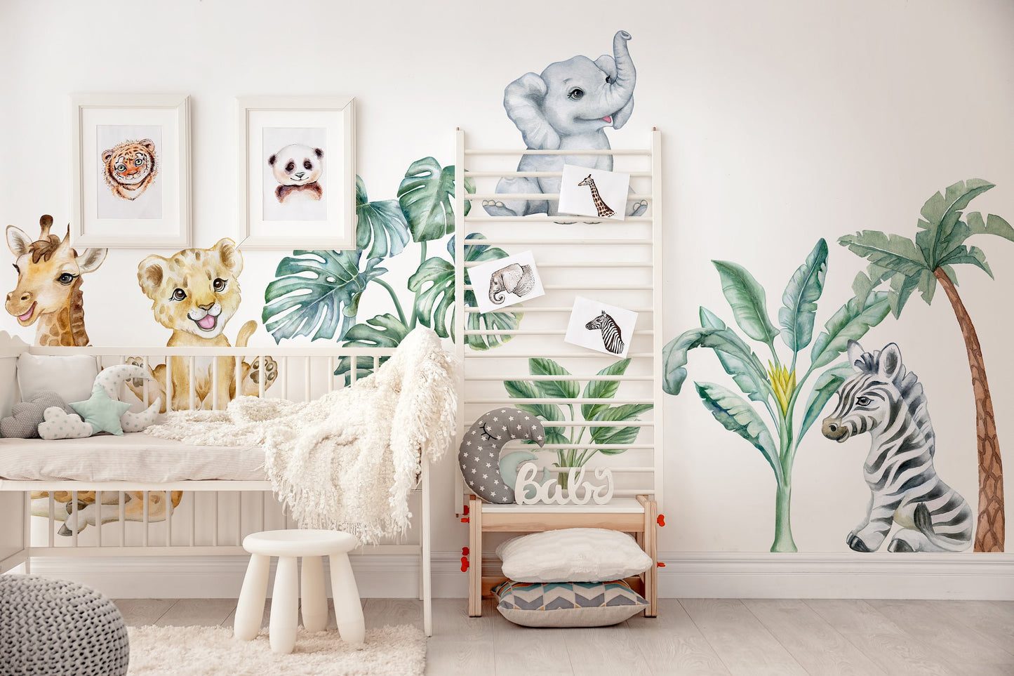 Adorable Safari Wall Decals - Removable Peel and Stick African Animals Stickers for Kids Room ClickWalls