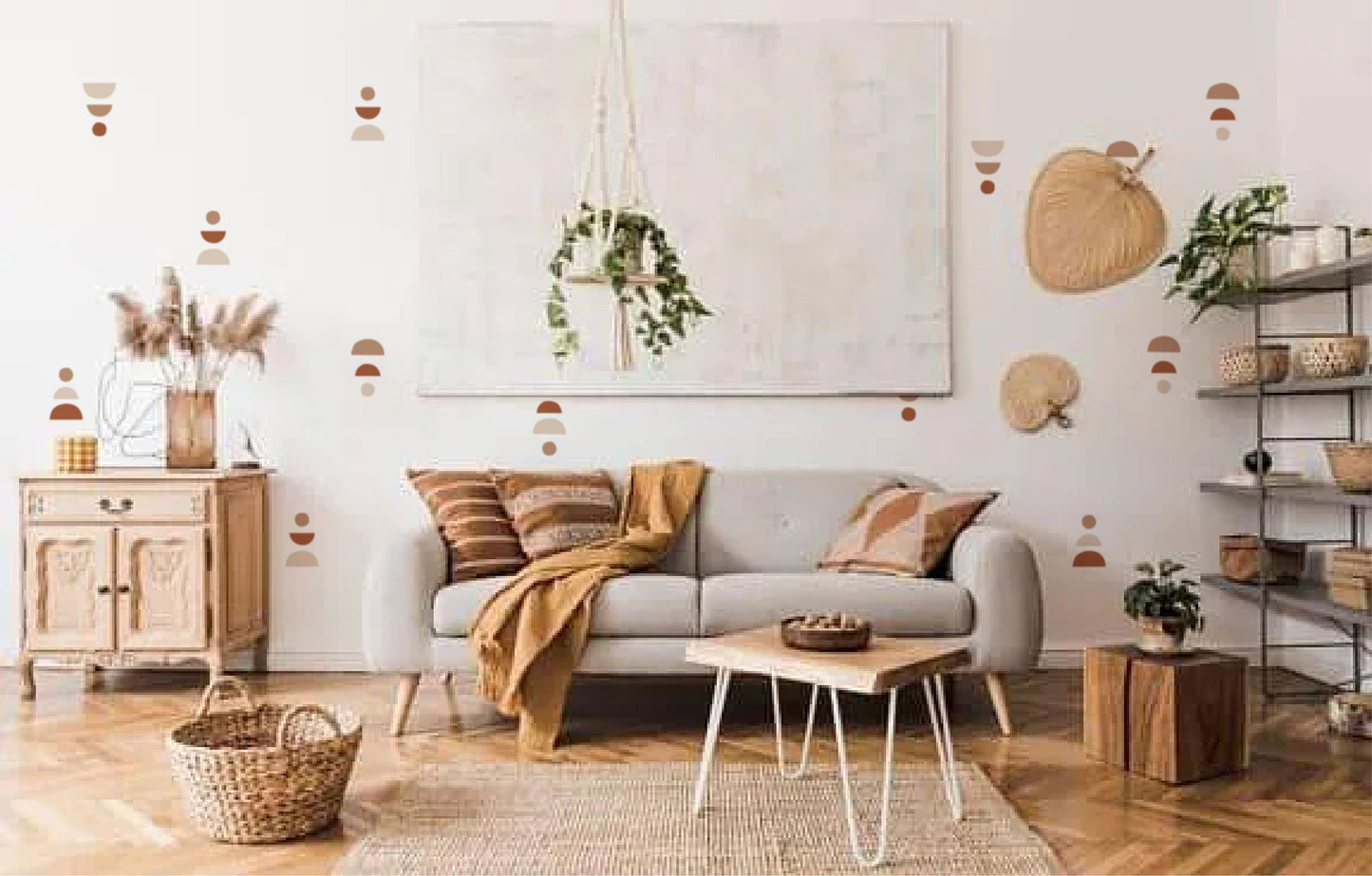 Bohemian Wall Decor - Peel and Stick Wall Decals, Modern Geometric Wall Art, Boho Chic Nursery Decor, Children's Bedroom Decor ClickWalls