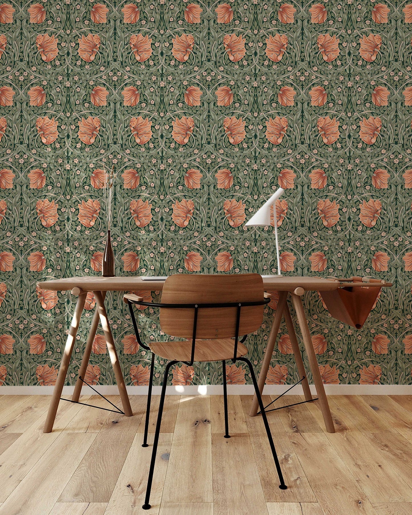 William Morris Pimpernel Pattern Peel and Stick Wallpaper Self-Adhesive Removable Wallcovering Fabric & Light Canvas Texture Wall Murals ClickWalls