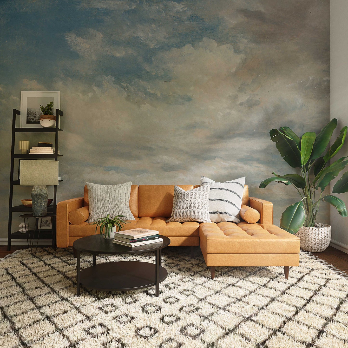 Light Blue Clouded Wall Mural | Sky Wall Decal | Classic Art Removable Wallpaper | Retro Paintings | Wall Art | Wallpapers ClickWalls