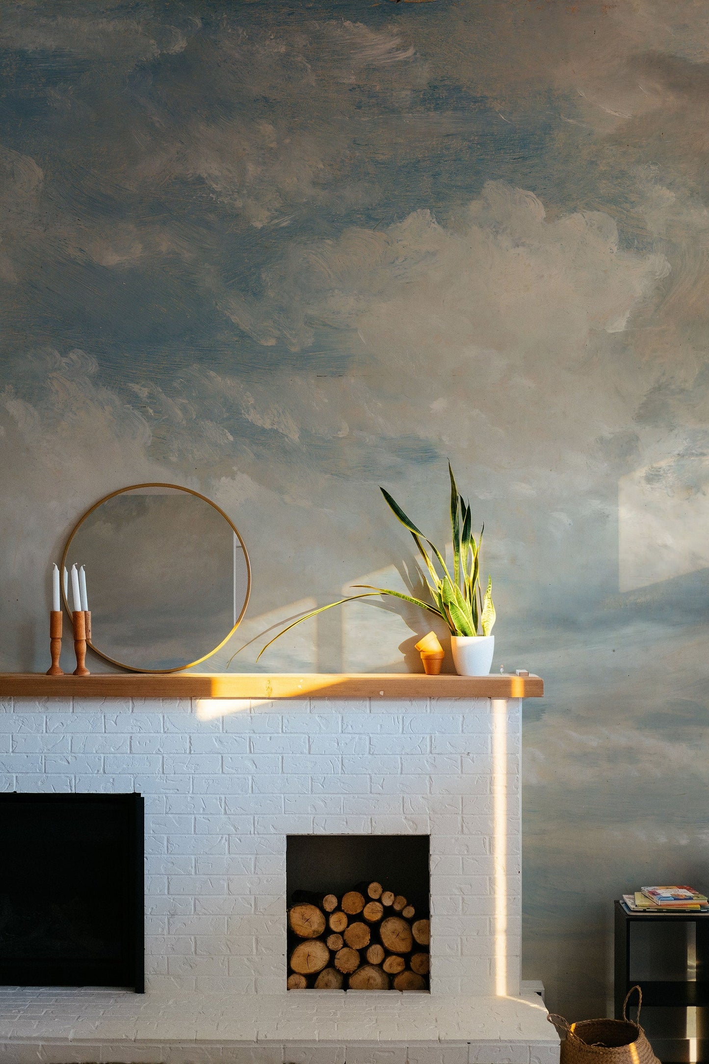 Light Blue Clouded Wall Mural | Sky Wall Decal | Classic Art Removable Wallpaper | Retro Paintings | Wall Art | Wallpapers ClickWalls