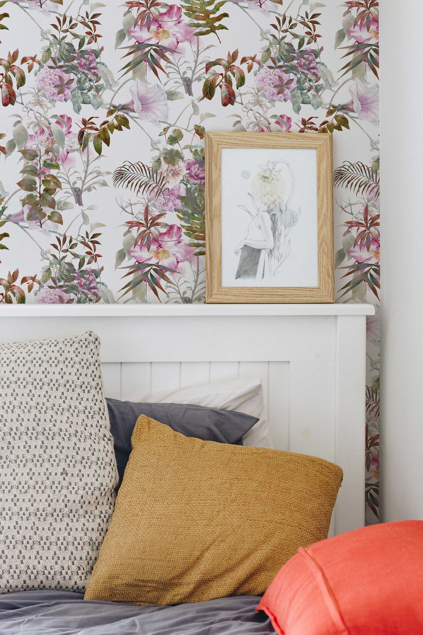 Bright Tropical Wallpaper | Self Adhesive Removable and Regular Wallpaper | Flamingo Wall Mural | Tropical Print Wallpaper ClickWalls