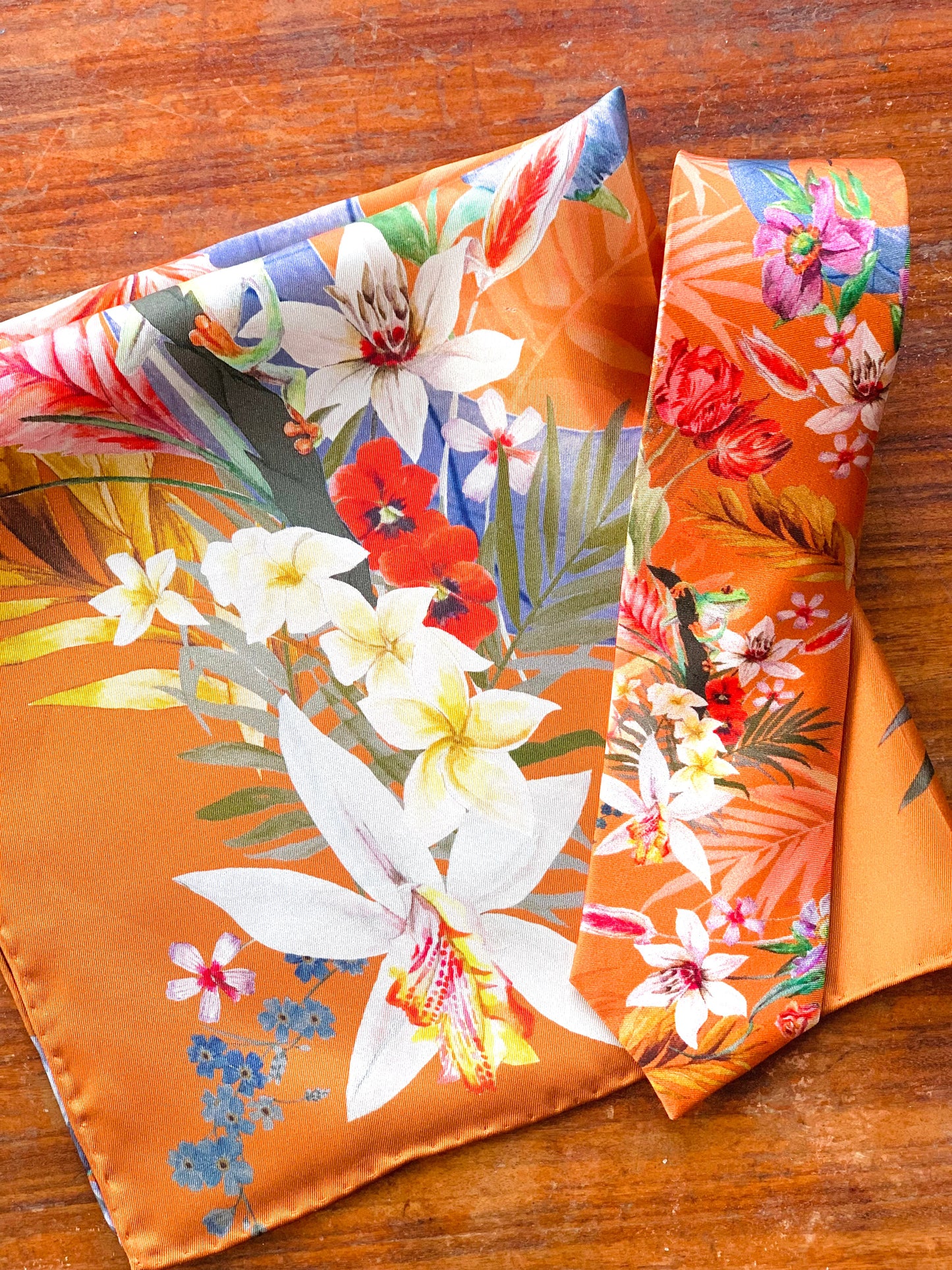 Rust Luxury Silk Pocket Square and tie in Gift set in box, 'Eden' design formal wear for weddings or groomsmen gift Alice Acreman Silks