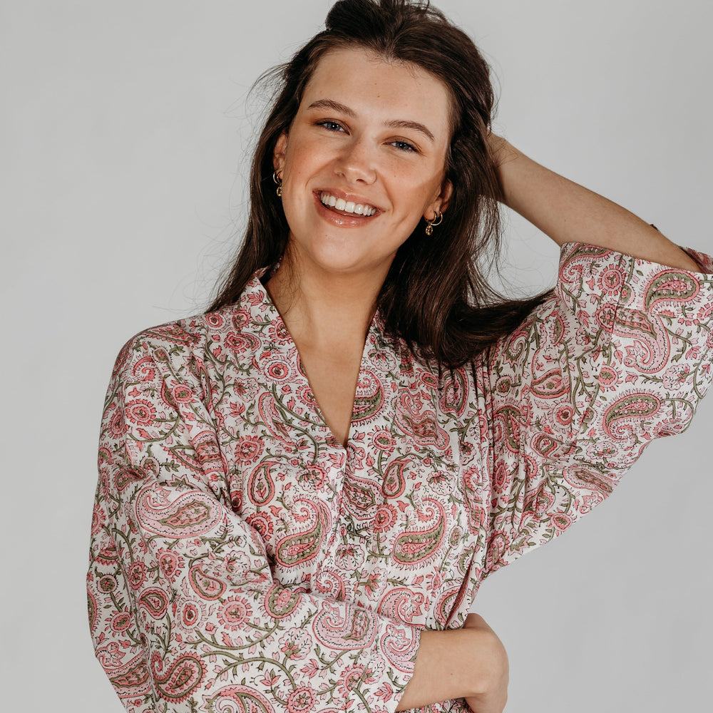 Navi Block Printed Robe Naree Clothing