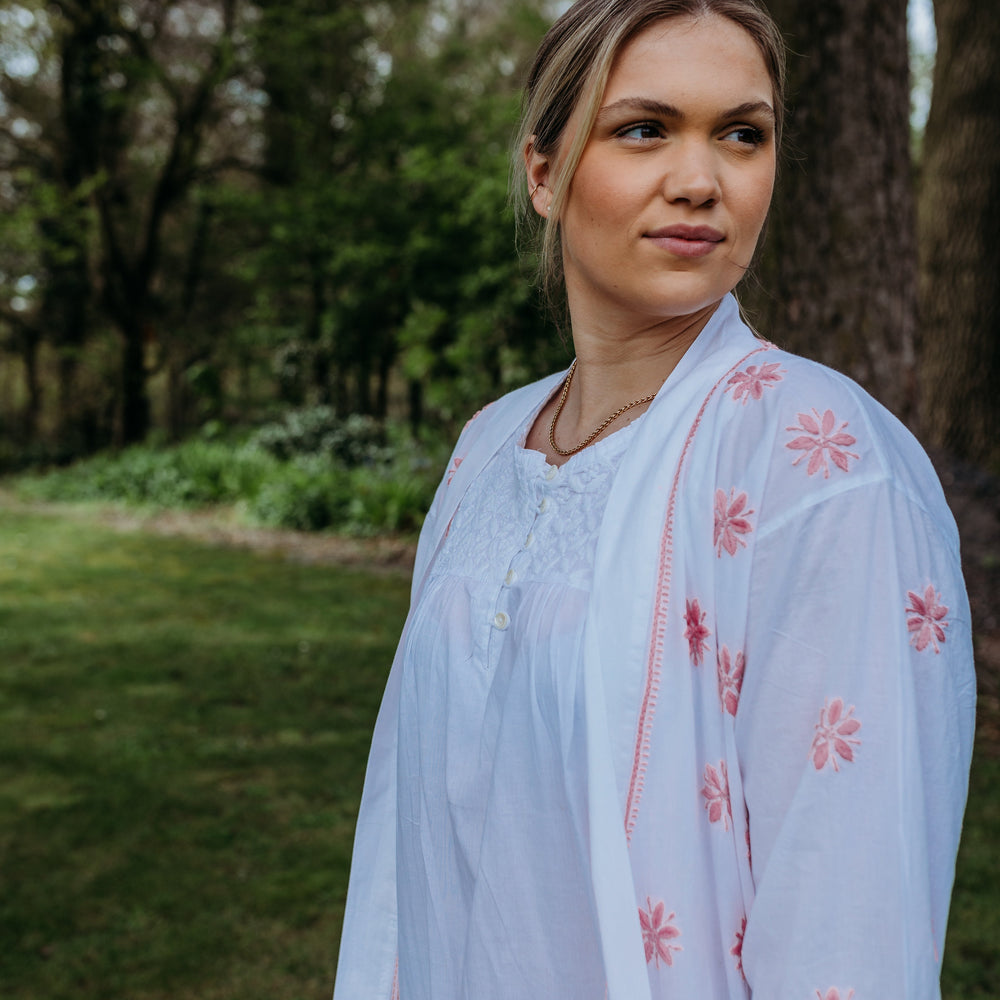 Tiana Pink Embroidered Robe Naree Clothing