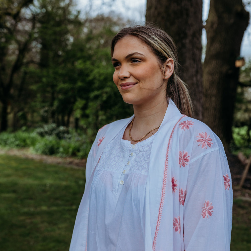 Tiana Pink Embroidered Robe Naree Clothing