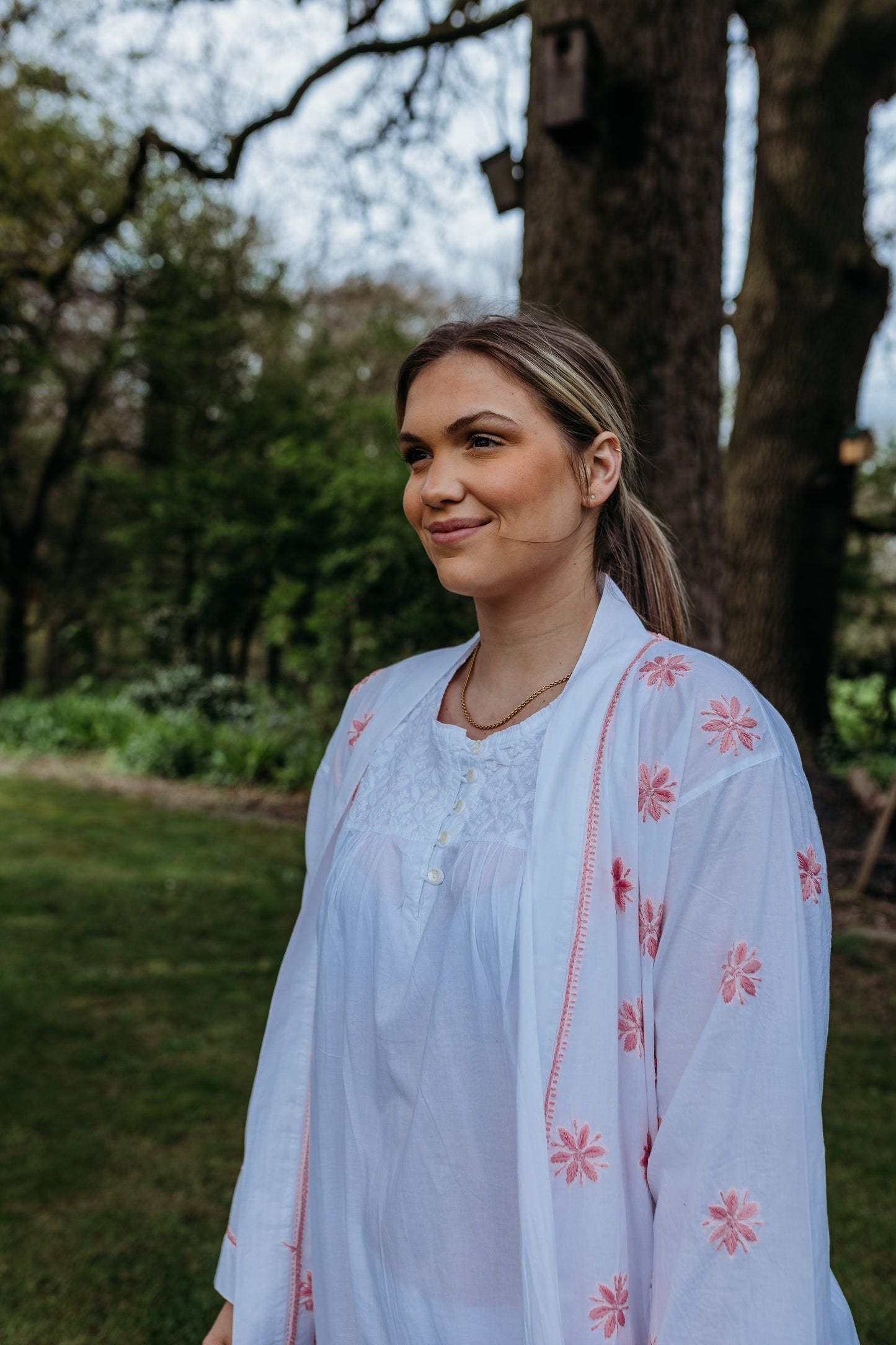 Tiana Pink Embroidered Robe Naree Clothing