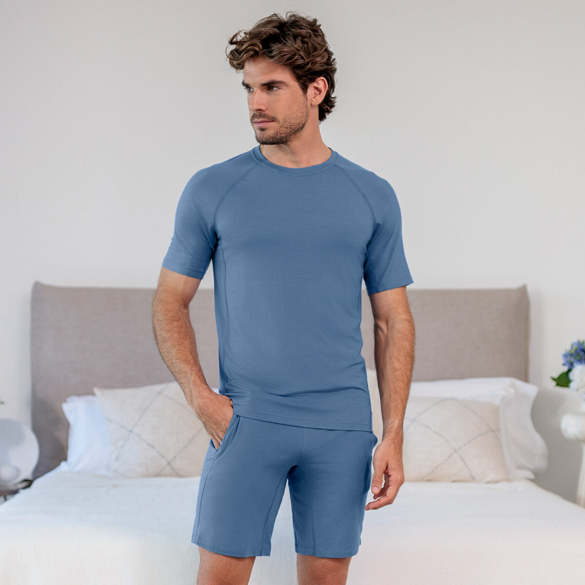 Dagsmejan Balance Short Sleeve Pajama Top - Sky Blue