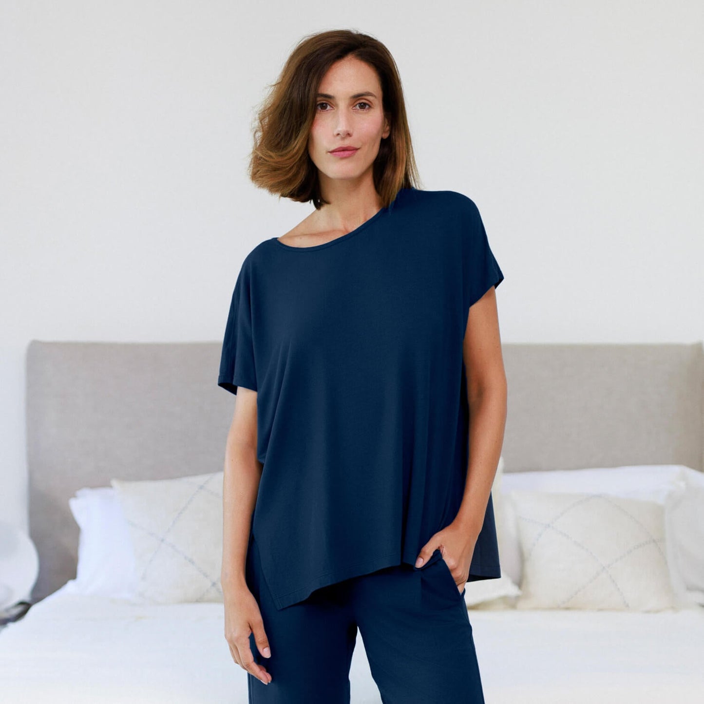 Dagsmejan Women's Balance Short Sleeve Pajama Top - Midnight blue - image 2