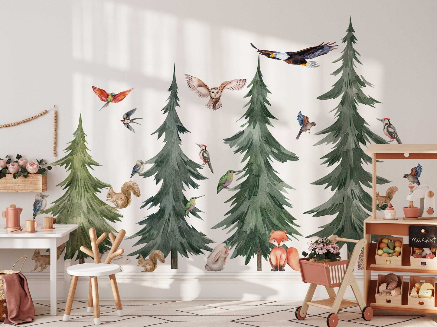 Large Forest Tree Wall Decal - Watercolour Wall Sticker, Nursery Mural, Forest Wall Decal, Peel and Stick Tree Decal ClickWalls