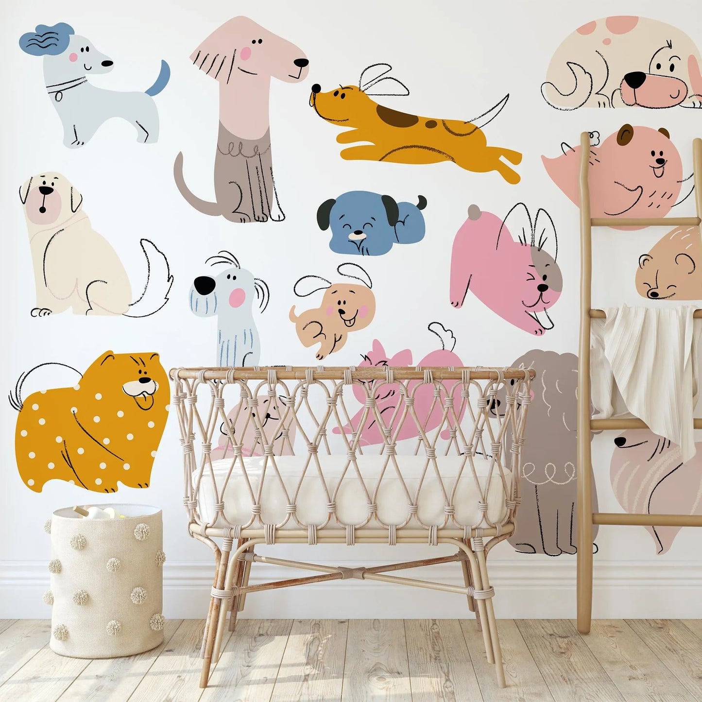 Hand Drawn Dogs Nursery Wall Decals - Cute Puppy Wall Stickers for Baby Room Décor & Kids Bedroom Art ClickWalls