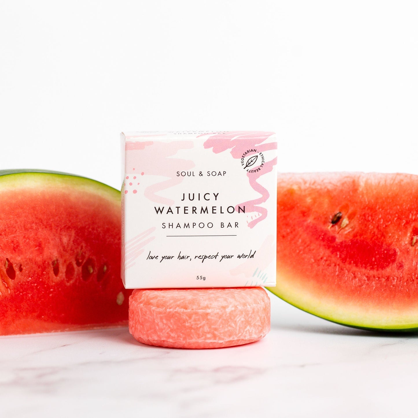 Juicy Watermelon Solid Shampoo Bar For All Hair Types Soul and Soap