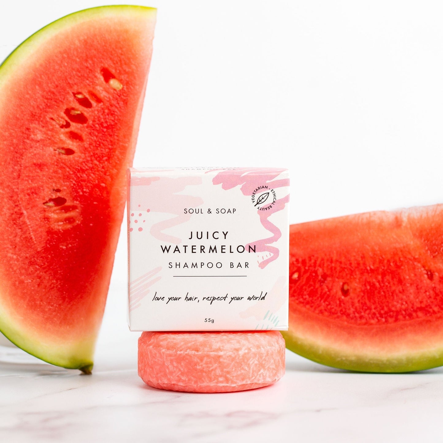 Juicy Watermelon Solid Shampoo Bar For All Hair Types Soul and Soap