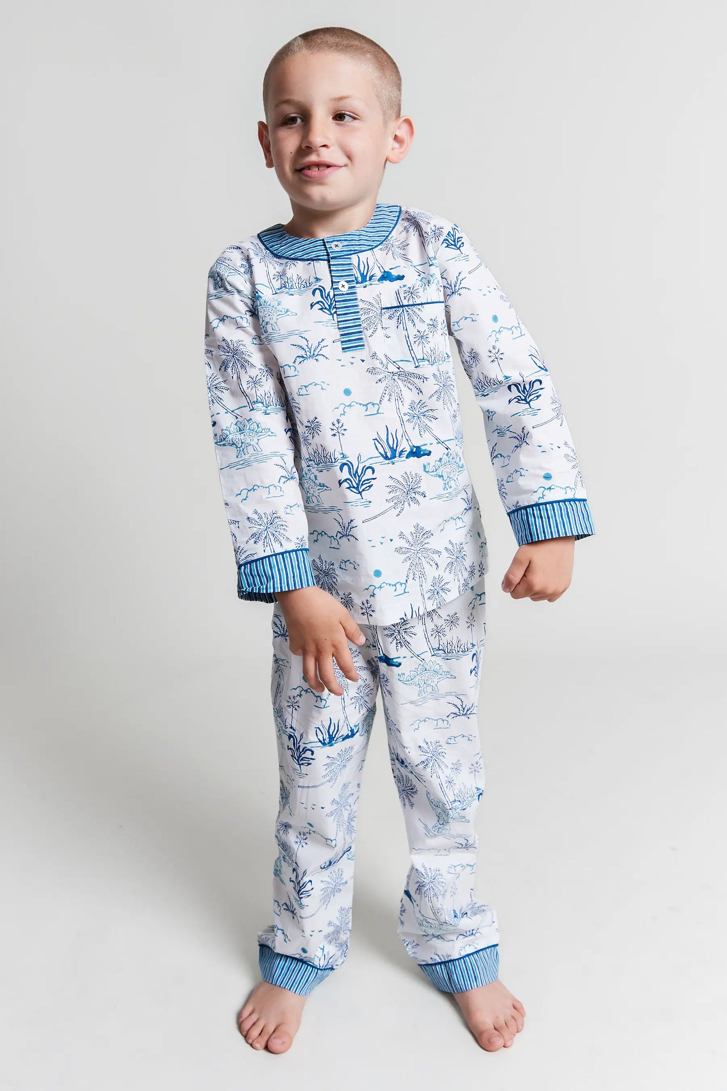 jurassic landscape Kids Organic Cotton Pyjama Trouser Set Kutti Lulu