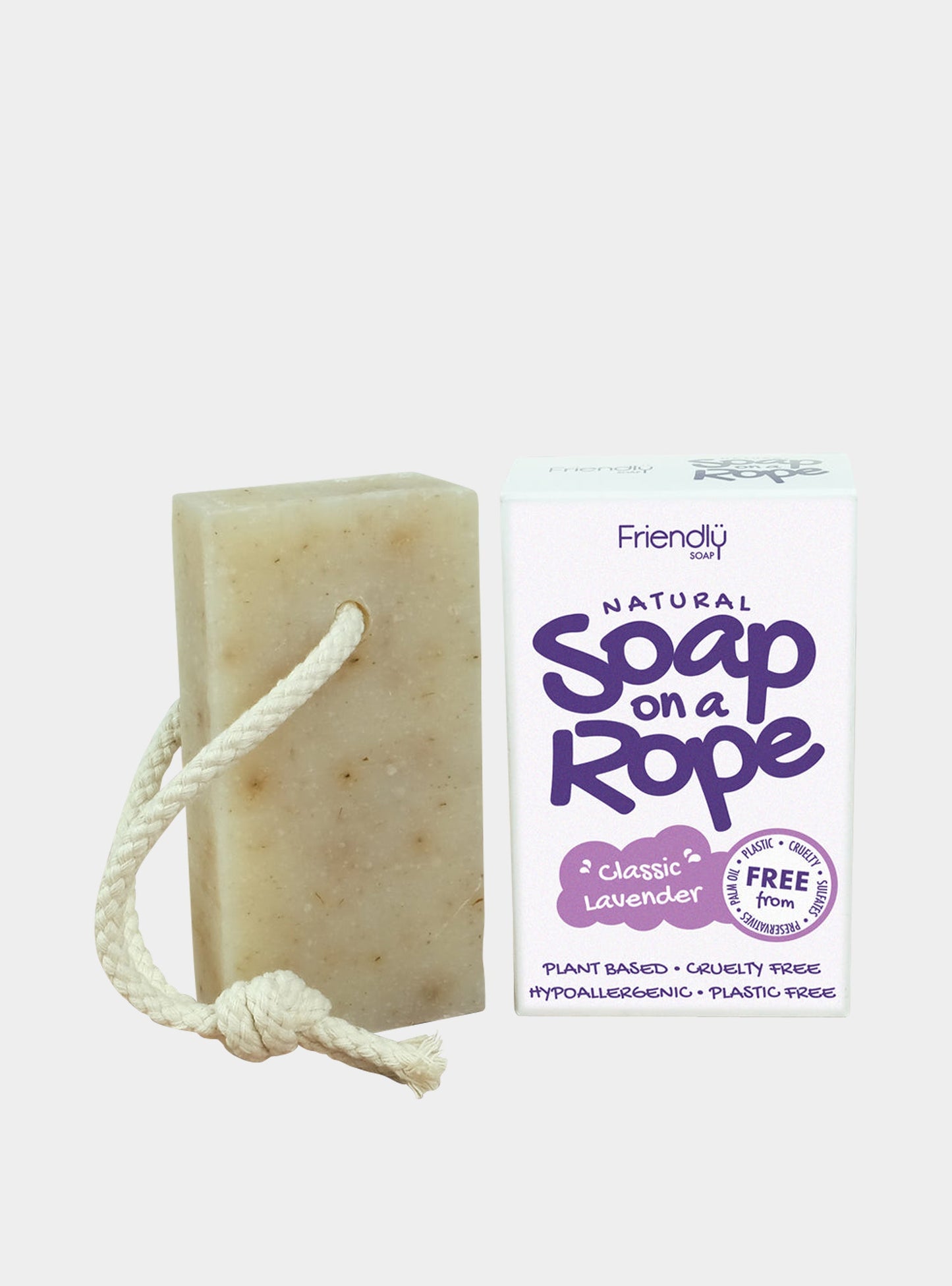 Natural Soap On A Rope - 'Classic' Lavender 125g Friendly Soap