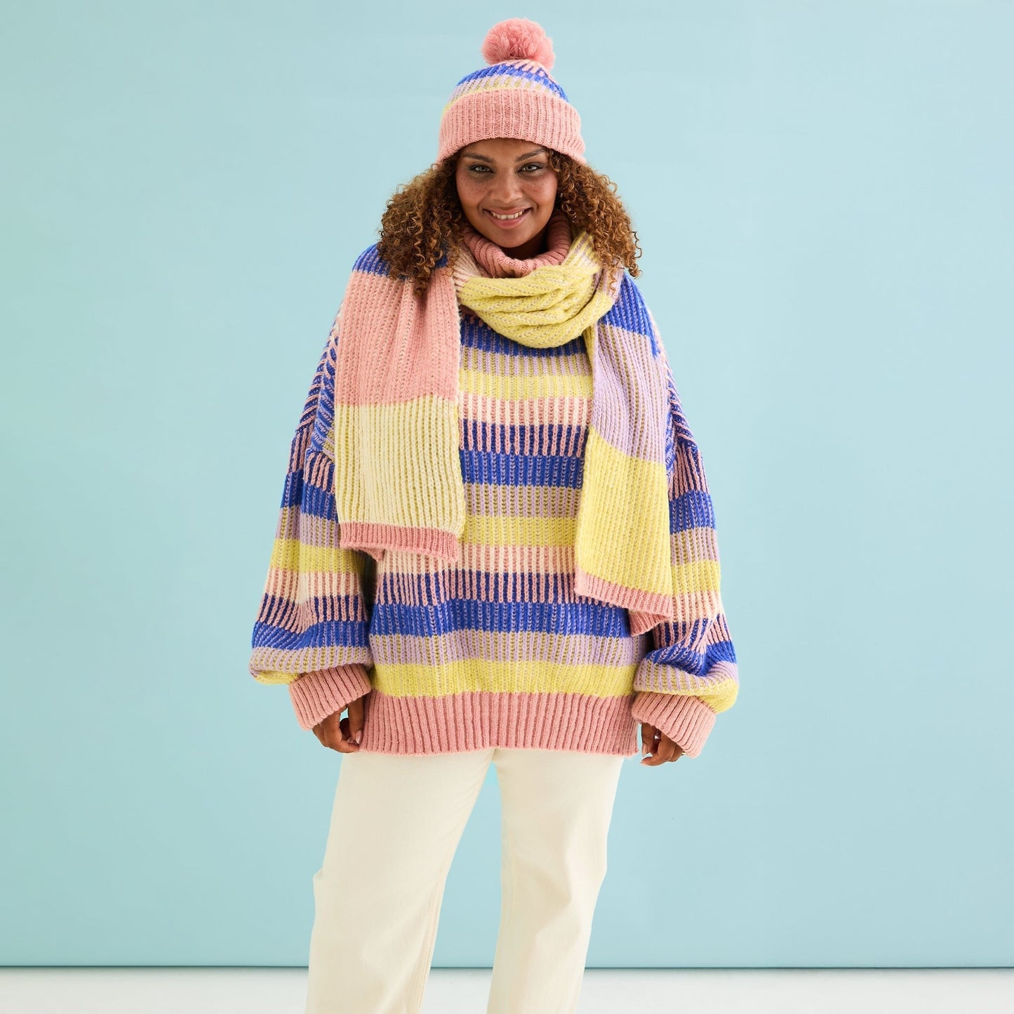 Leia Stripe Oversized Scarf - Pink Cara & The Sky
