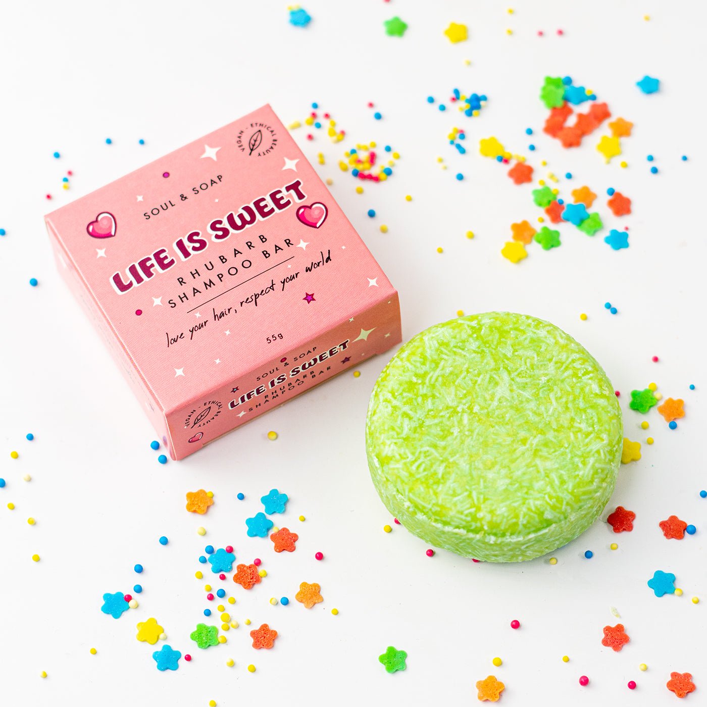 Life Is Sweet Shampoo Bar For All Hair Types - Vegan. Rhubarb Scented Soul and Soap