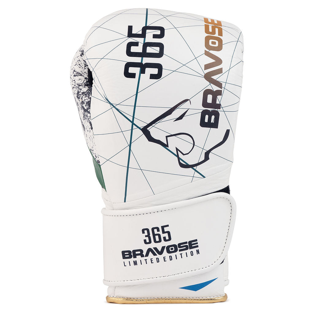 Bravose Limited Edition 16oz Velcro Boxing Gloves – 365 Series White Bravose