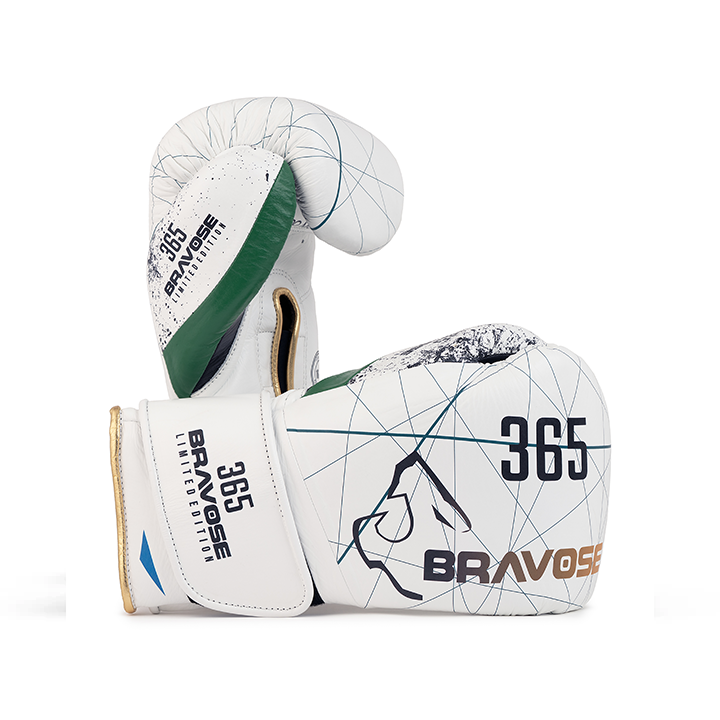 Bravose Limited Edition 16oz Velcro Boxing Gloves – 365 Series White Bravose