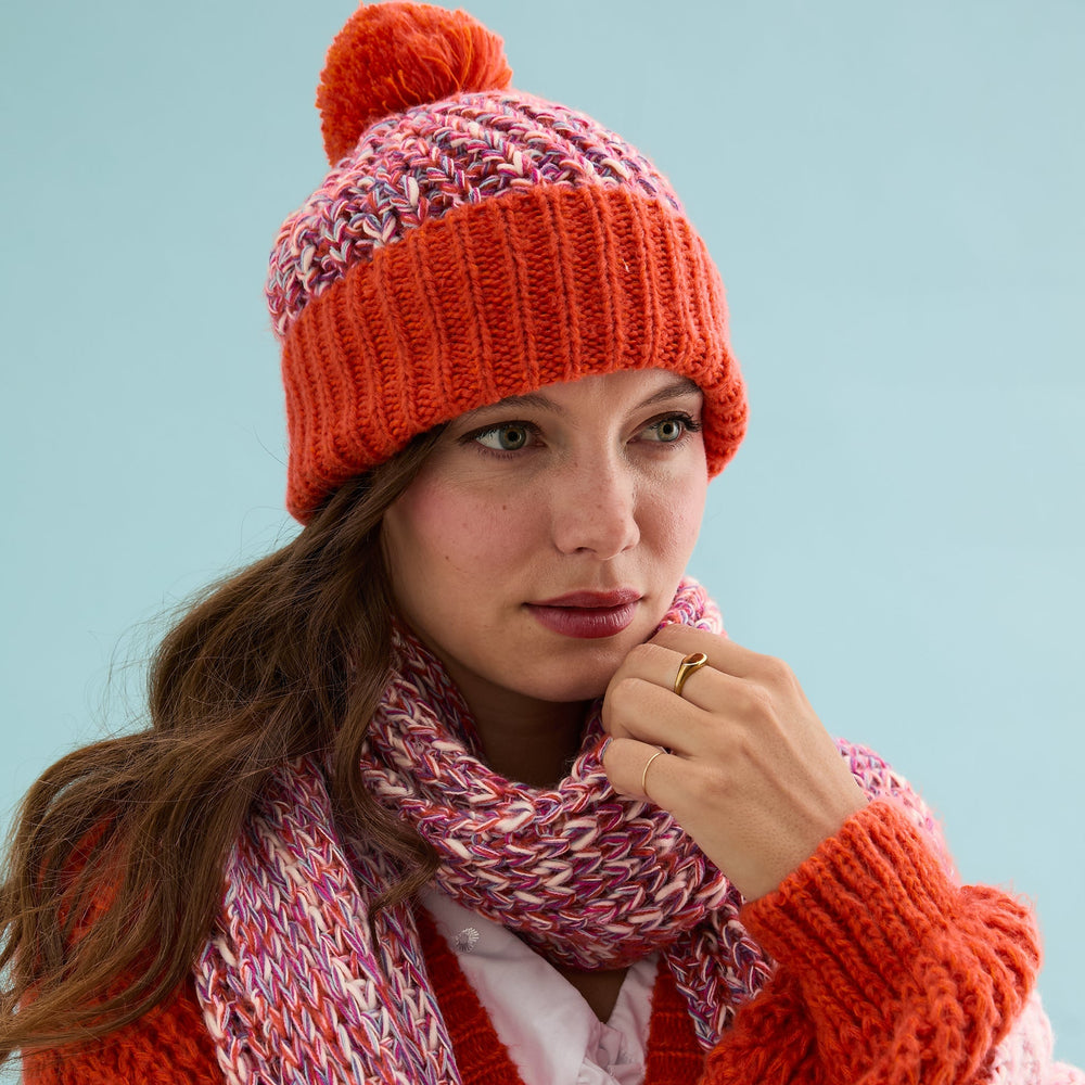 Lolly Twist Bobble Beanie Hat - Orange Cara & The Sky