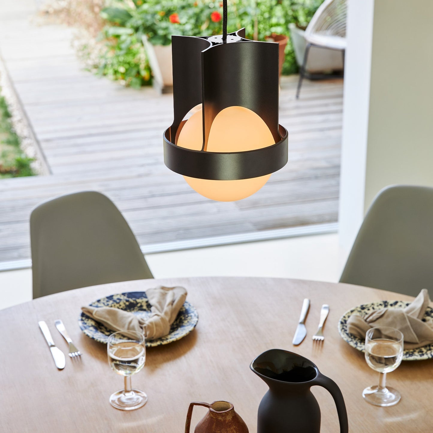 Loop Single Pendant in Dark Grey + Sphere IV Tala