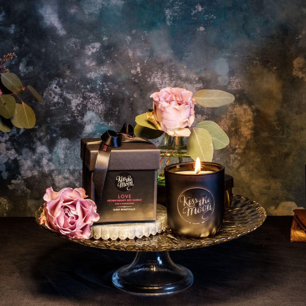 LOVE AROMATHERAPY SOY CANDLE | Rejuvenate with Rose & Frankincense Kiss the Moon