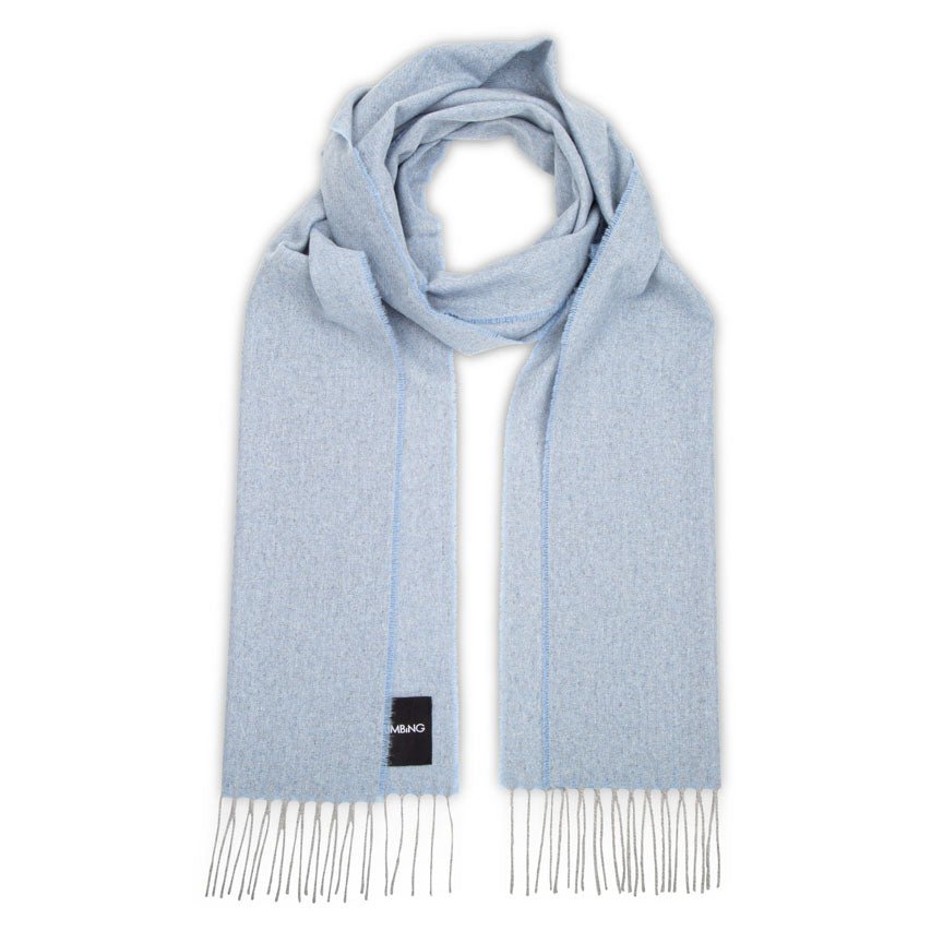 Sky Blue & Grey Love Stories - 100% Cashmere Scarf Heating & Plumbing London