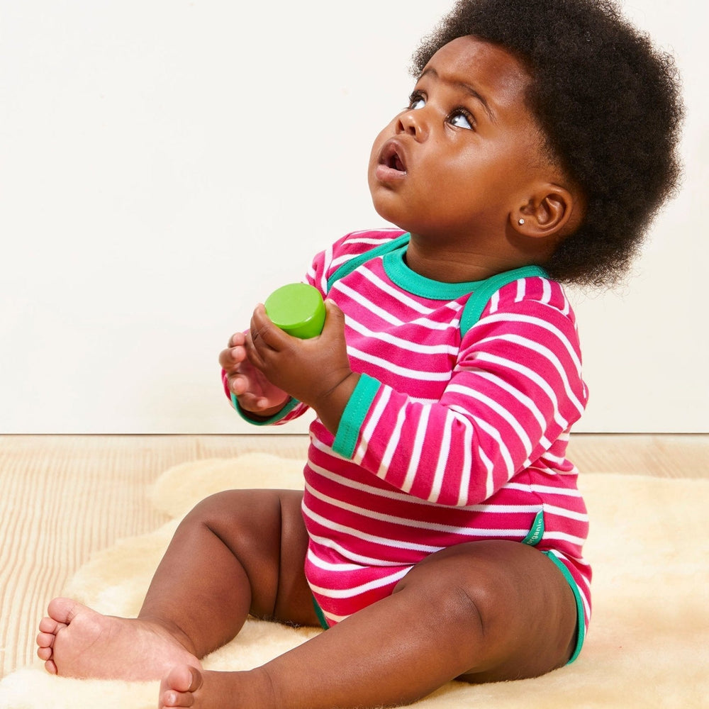 Organic Pink Breton Bodysuit Toby Tiger
