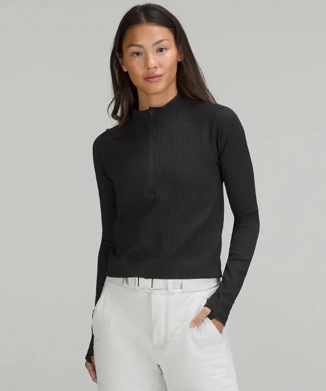 lululemon Women's Rest Less Cropped Half Zip Long-Sleeve Top Lululemon