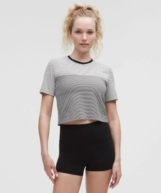 lululemon Women's Seamless Classic-Fit Mariner Stripe Cropped T-Shirt Lululemon