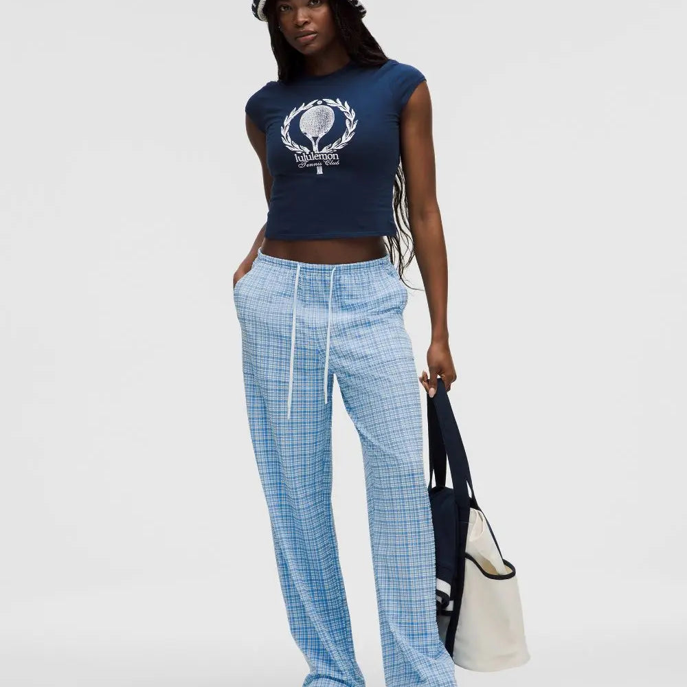 lululemon Women's Seersucker Check Mid-Rise Pull-On Pants Lululemon
