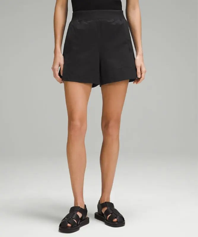 lululemon Women's Stretch Woven Relaxed-Fit High-Rise Shorts 4" Color Black Lululemon