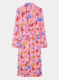 Whimsical Happy Cats Cotton Robe