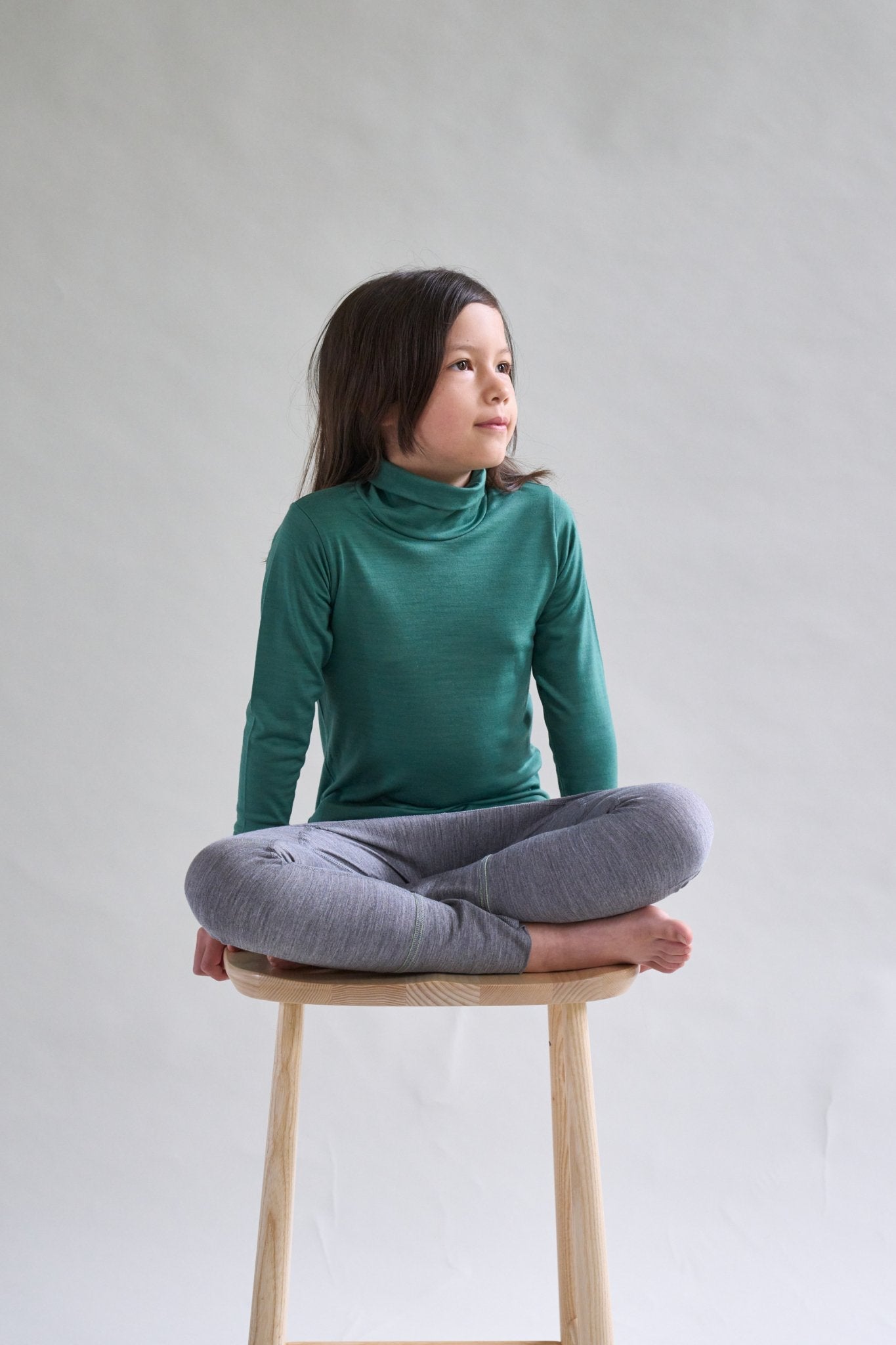 Merino Polo Neck, Emerald Green Smalls Merino