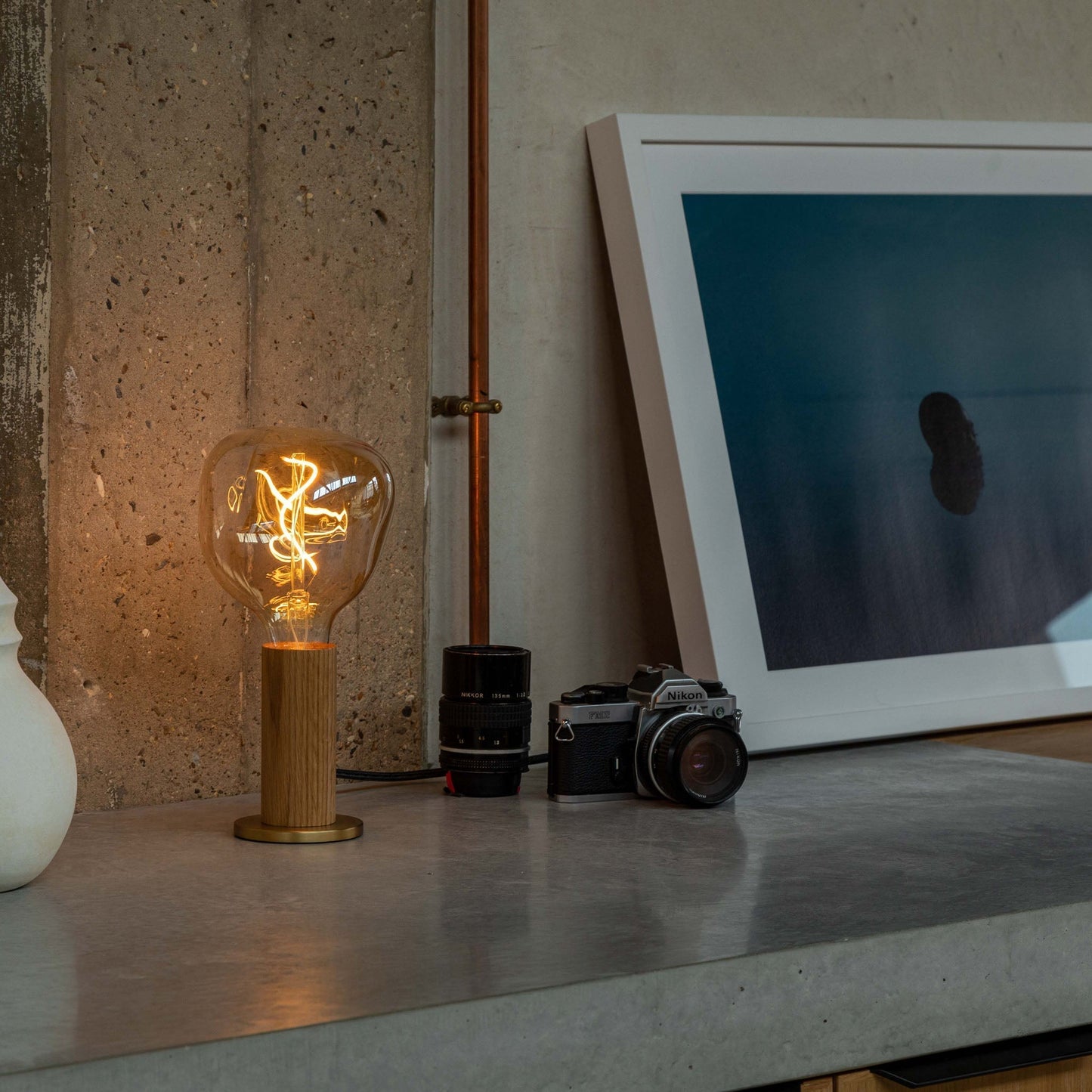 Knuckle Table Lamp in Walnut + Voronoi I - Set of 2 Tala