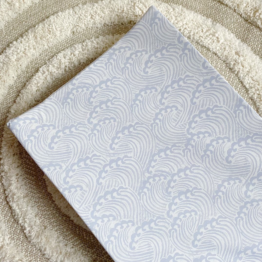 Anti-Roll Wedge Changing Mat - Blue Ocean Waves Print Bobbin and Bumble