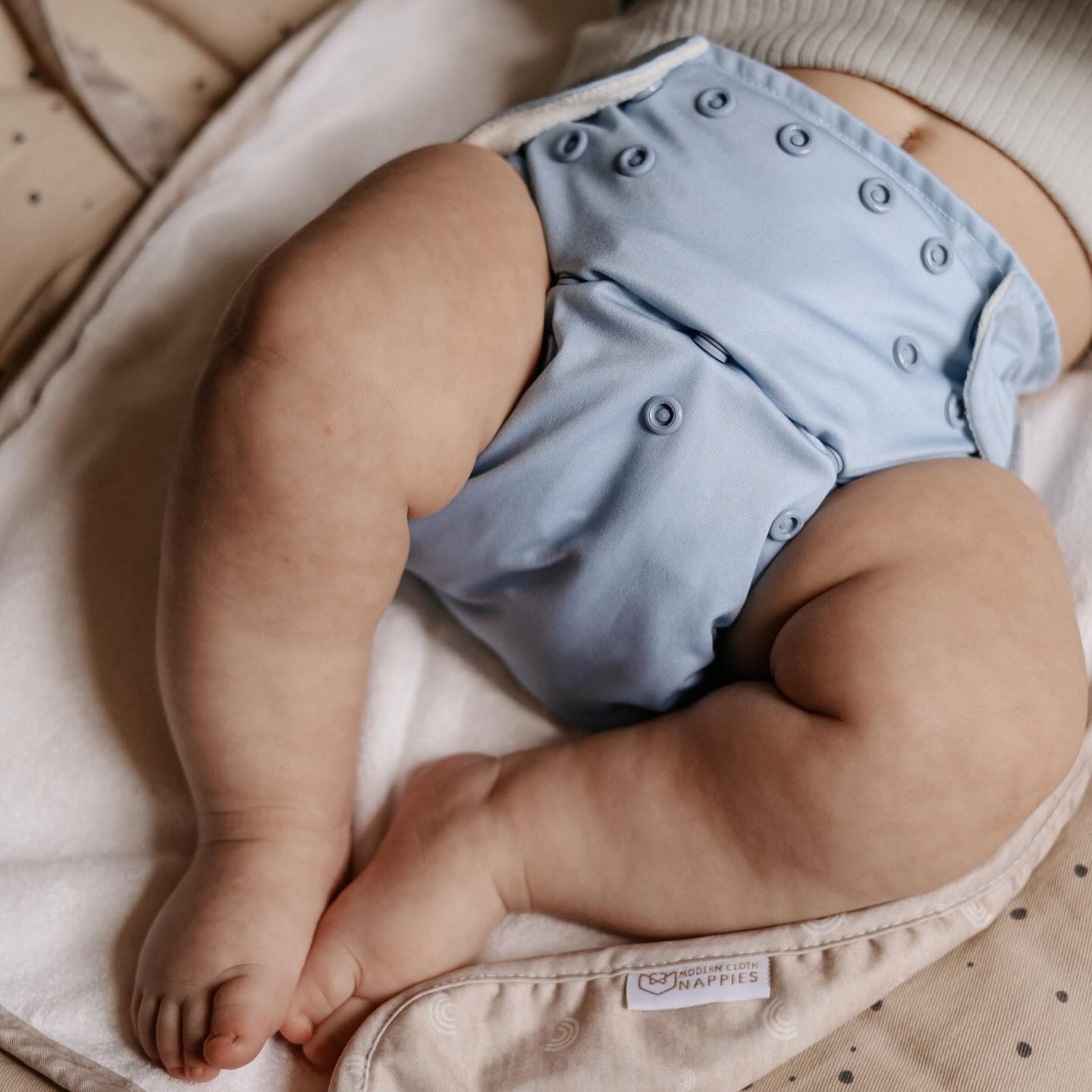 One Size All-In-One Reusable Cloth Nappy - Dusty Blue Modern Cloth Nappies