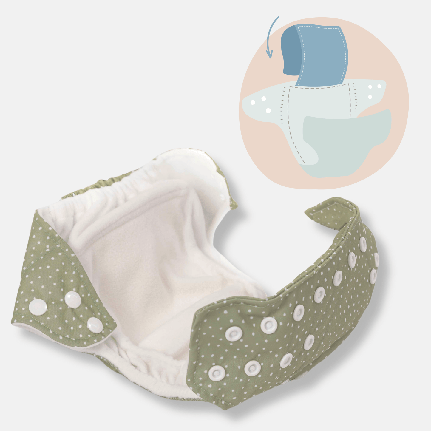 One Size All-In-One Reusable Cloth Nappy - Pure White Modern Cloth Nappies